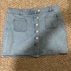 Button-up denim skirt